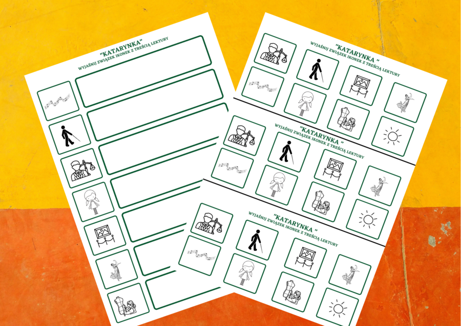 "KATARYNKA" – ikonki – wklejki – karta pracy – lektury 4-6