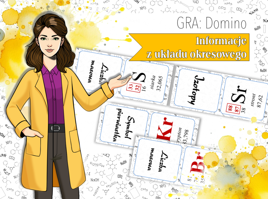 Klasa 7 Chemia. Odczytywanie informacji z układu okresowego. Domino.