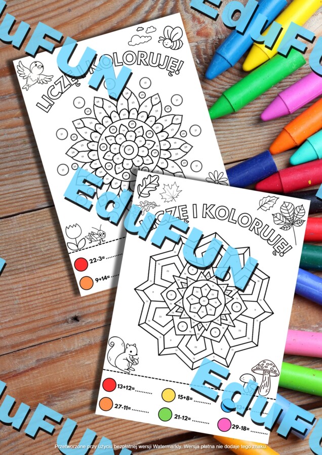 Kolorowanki Matematyczne "Pory Roku" (dodawanie i odejmowanie)