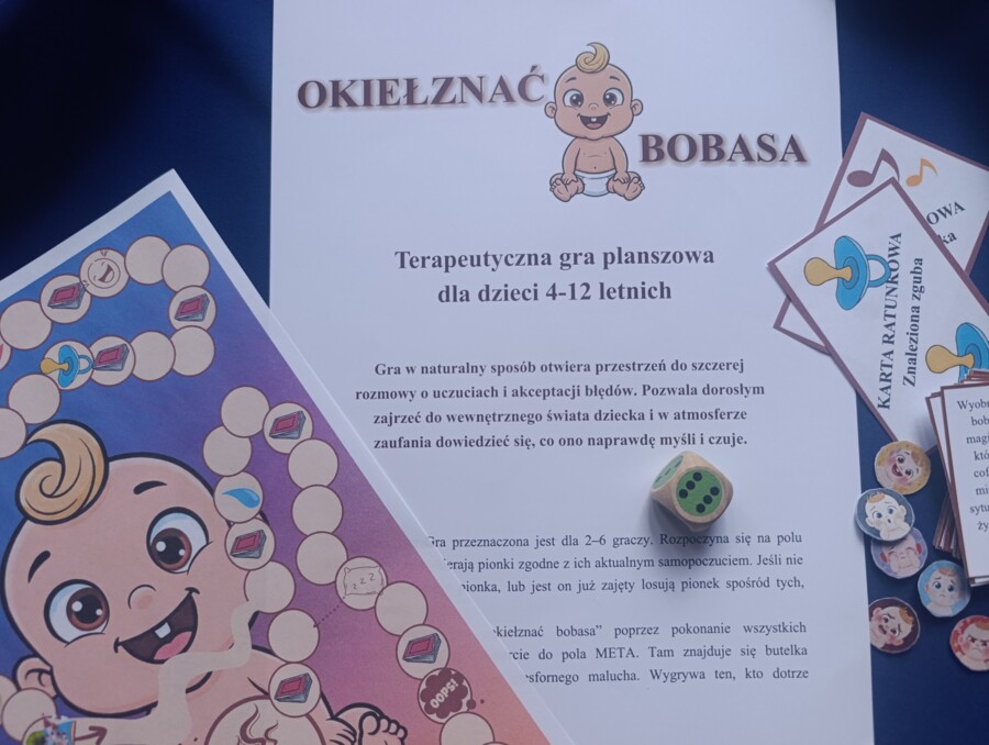 "Okiełznać bobasa"- terapeutyczna gra planszowa dla psychologów, pedagogów, rodziców