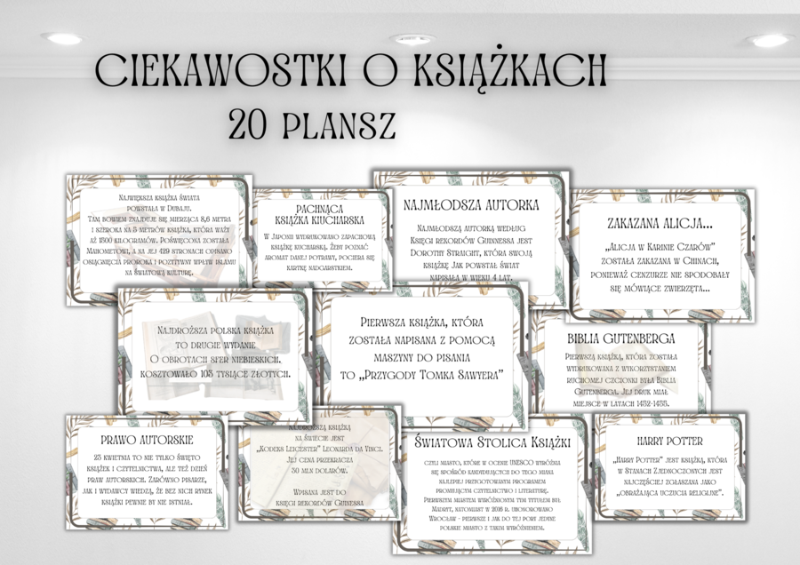 CIEKAWOSTKI O KSIĄŻKACH - PLANSZE
