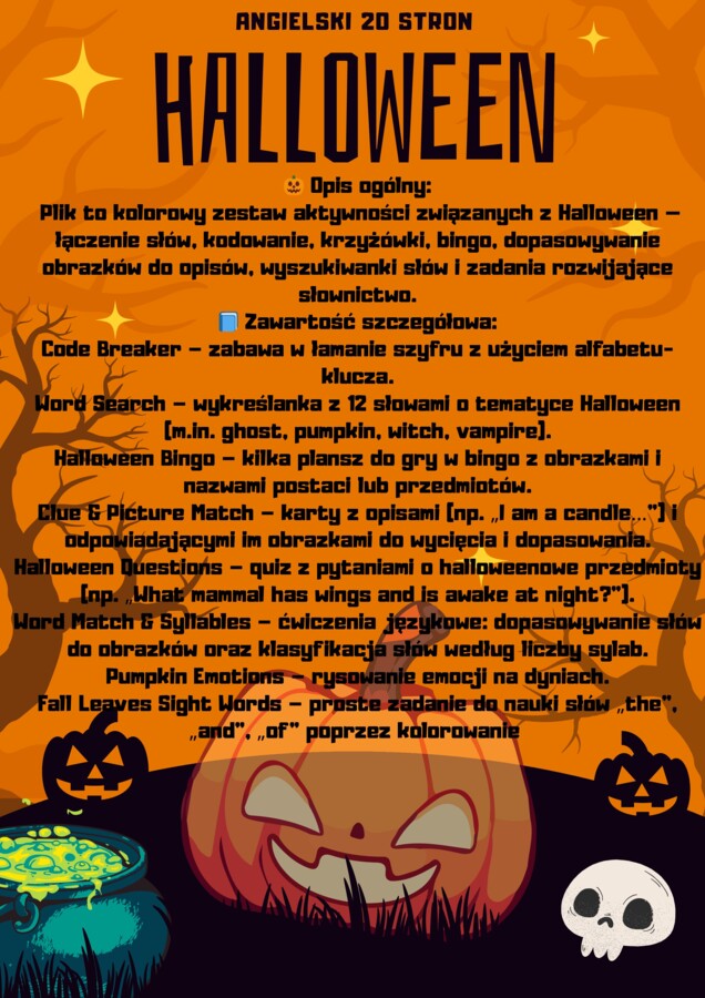 Halloween Angielski 20 stron