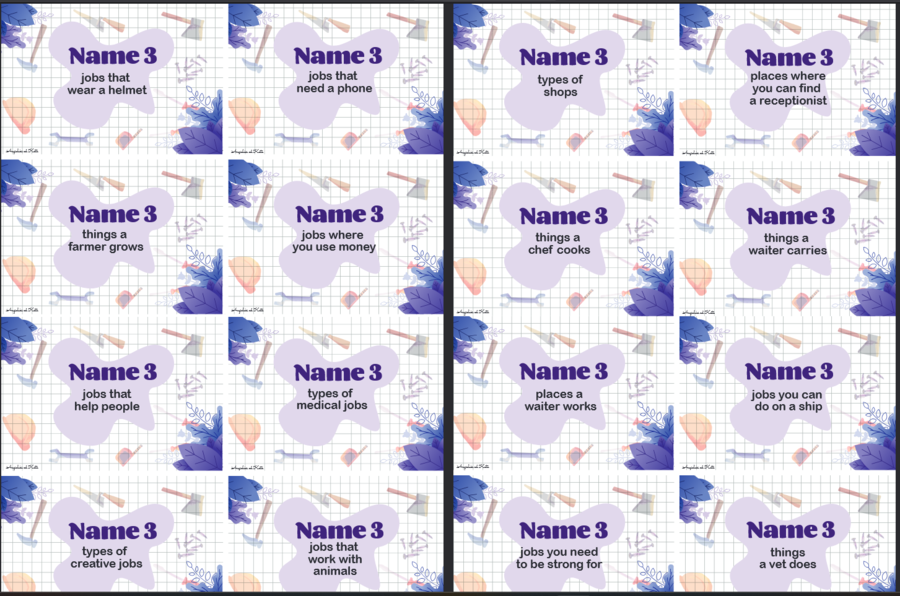 Jobs (zawody) gra „Name 3” /60 haseł