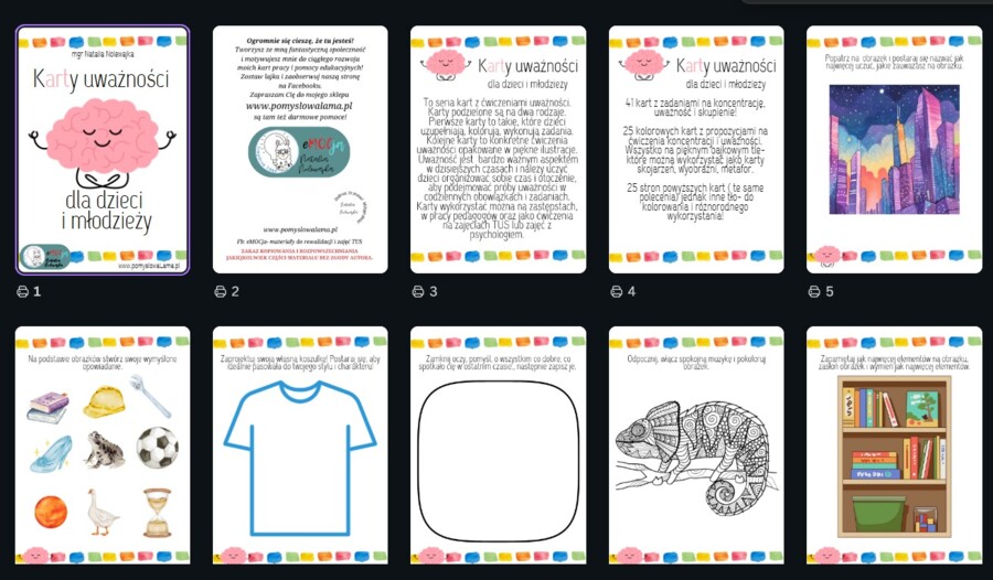 Karty uważności dla dzieci i młodzieży