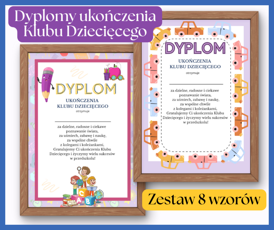 Dyplomy ukończenia Klubu Dziecięcego - zestaw