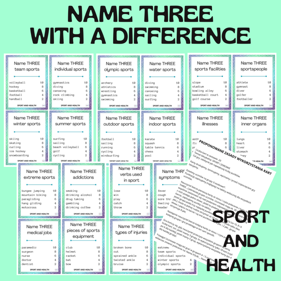 NAME THREE… WITH A DIFFERENCE / SPORT AND HEALTH