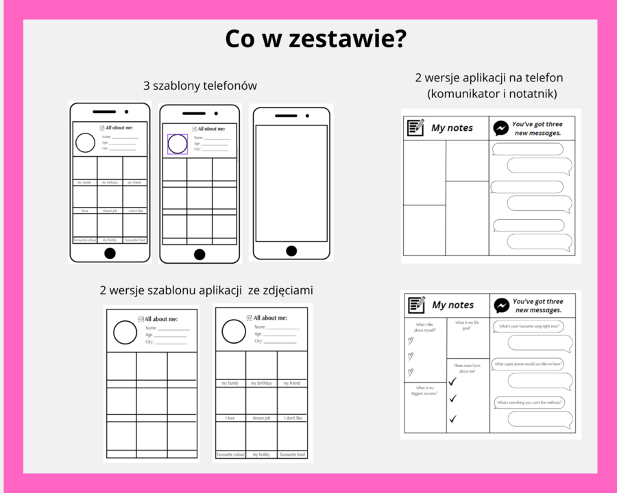 All about me - back to school craft, szablon wszystko o mnie, telefon język angielski