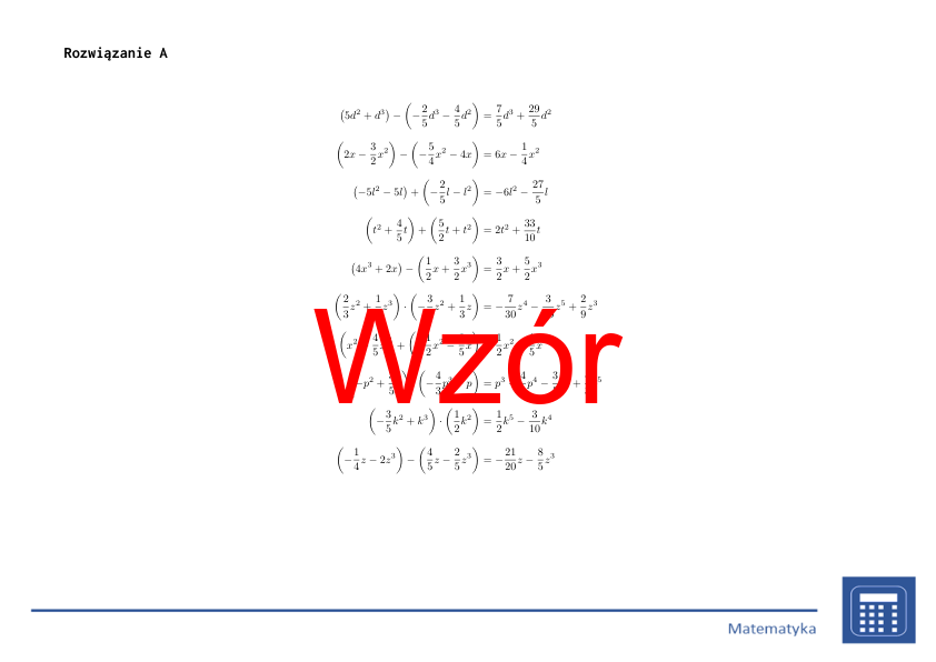 Arytmetyka wielomianów (ułamki) | matematyka, algebra | 26 kolumn