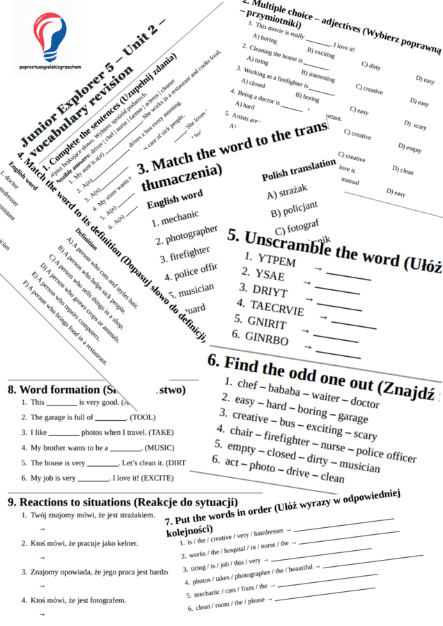 Junior Explorer 5 – Unit 2 – vocabulary revision