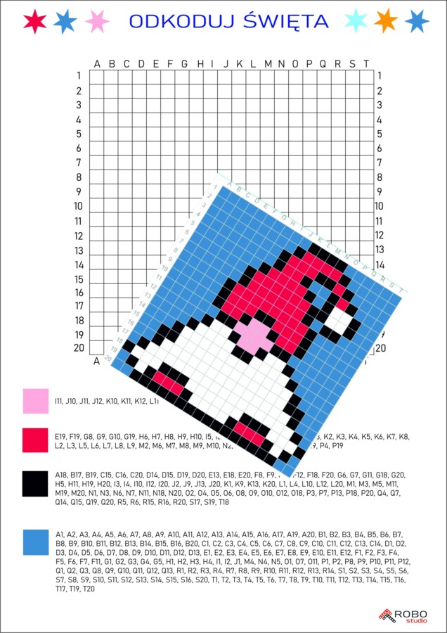 Kodowanka zimowa - świąteczna (krasnal), odkoduj obrazek