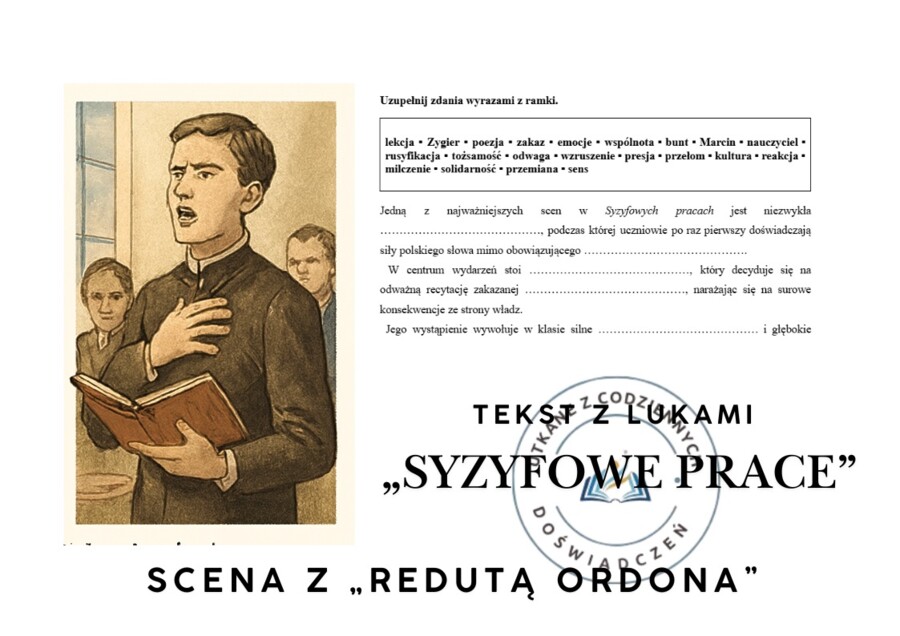 TEKST Z LUKAMI — „Syzyfowe prace”: scena z „Redutą Ordona”