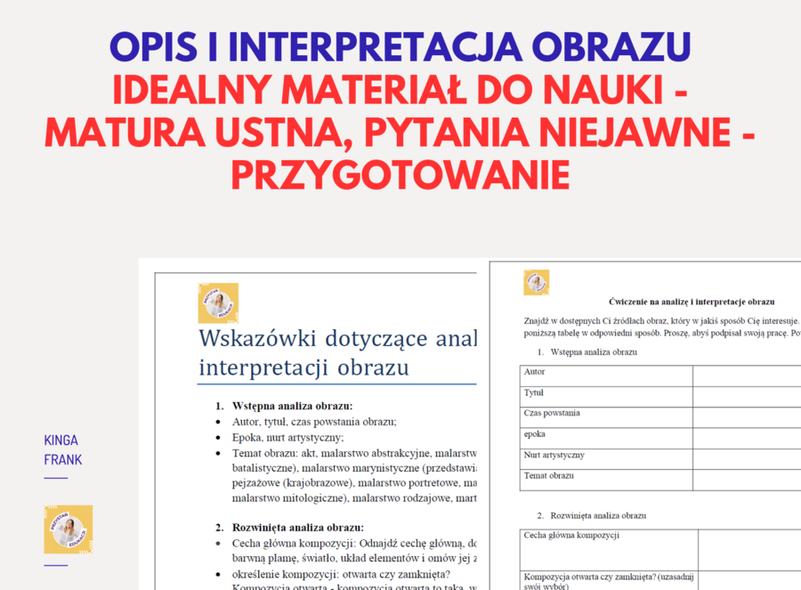 Ćwiczenia do analizy i interpretacji obrazu – idealne przygotowanie do matury ustnej z języka polskiego #pytanianiejawne #zadaniazobrazem #zadaniaikoniczne!