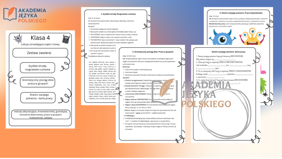 Powtórzenie części mowy - metody aktywizujące. Hospitacja