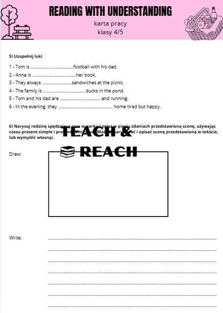 Reading with understanding czytanie ze zrozumieniem karta pracy 4/5 klasa present simple continous