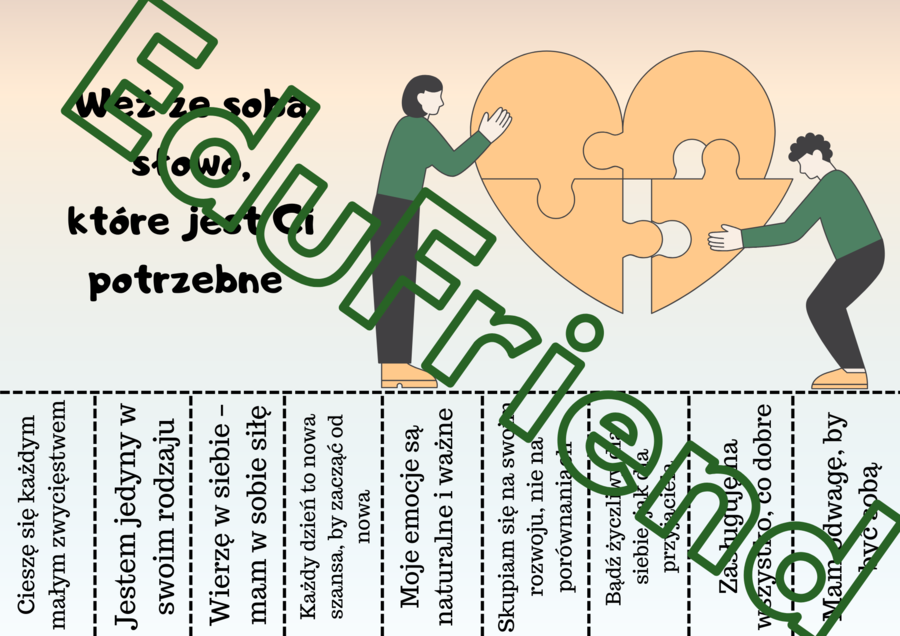 Weź ze sobą słowo, które jest Ci potrzebne- SELFCARE- 21 kart A4- odrywanki- całolroczne