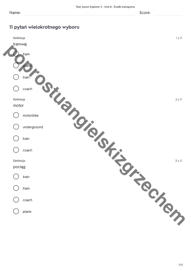 Junior Explorer 5 - Unit 8 - testy