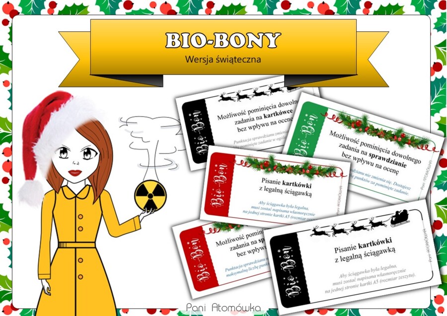 Klasa 5. Klasa 6. Klasa 7. Klasa 8. Biologia - BIO-BONY. Motywacyjne kupony bezpieczeństwa. Edycja świąteczna. Święta. Christmas.