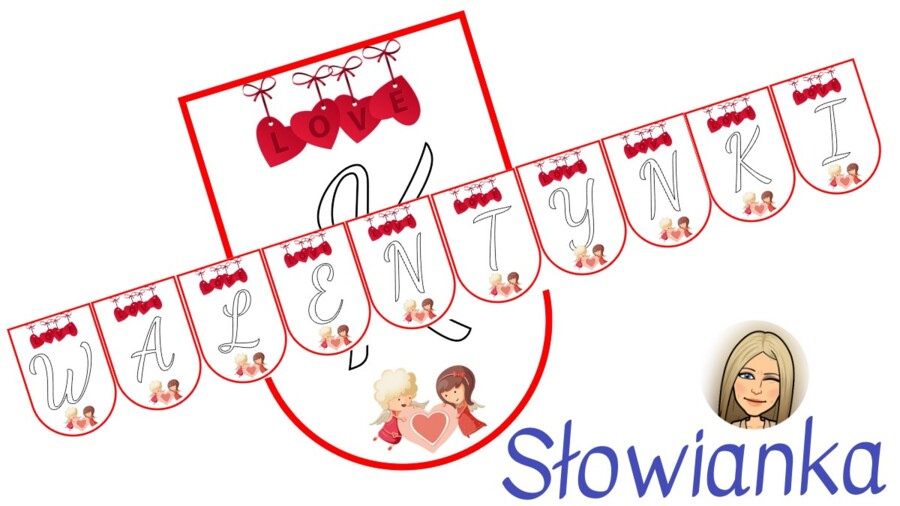 WALENTYNKI – napis na girlandzie