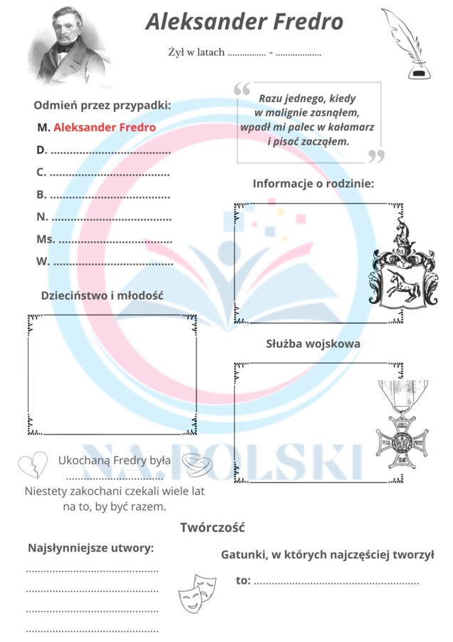 Aleksander Fredro - karta pracy
