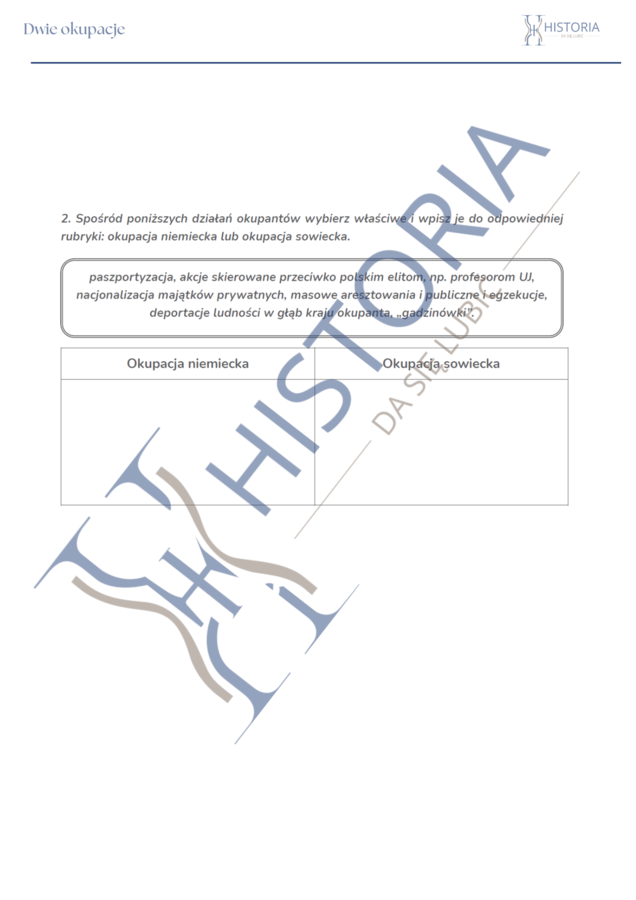 Karta pracy - Dwie okupacje