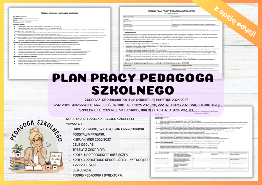 Plan Pracy Pedagoga Szkolnego
