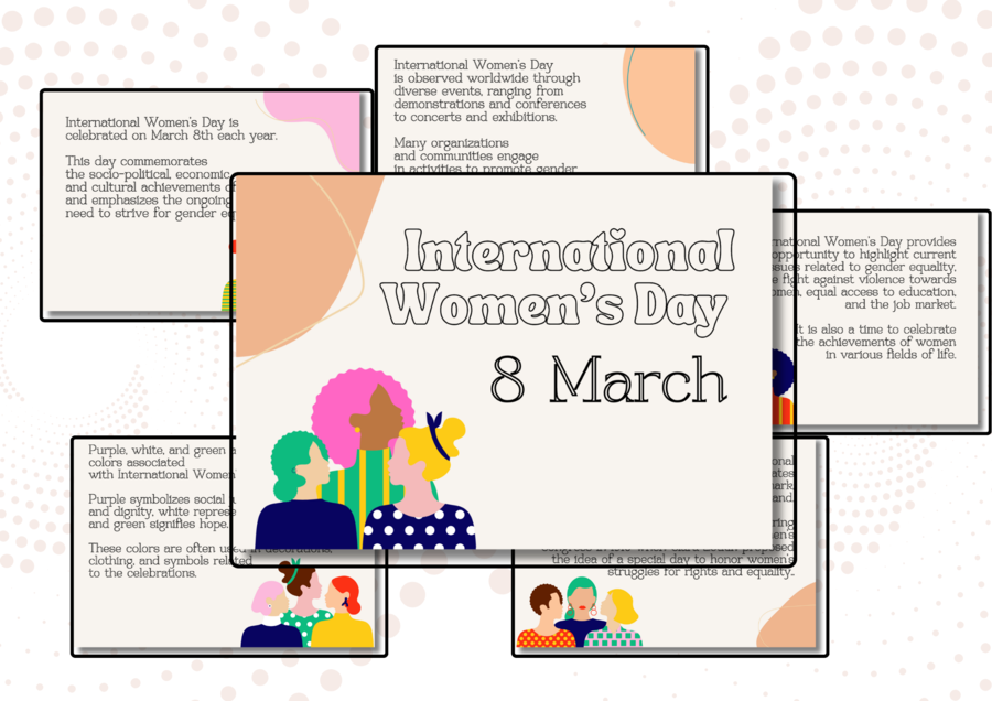 Gazetka na tablicę w języku angielskim – Międzynarodowy Dzień Kobiet (International Women's Day)