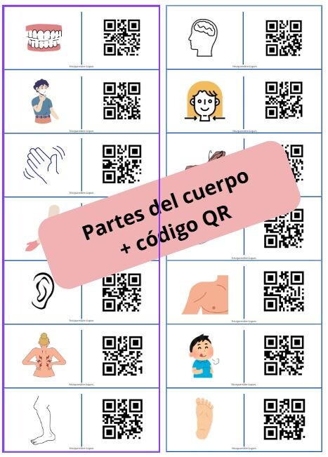 Domino obrazkowe z kodami QR! (Las partes del cuerpo-części ciała)