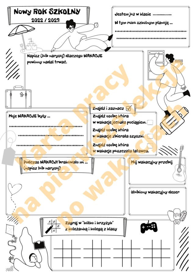 Karta pracy na pierwsze spotkanie po wakacjach