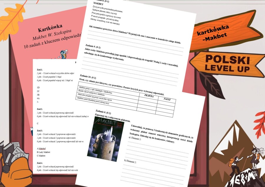Kartkówka_Makbet (10 zadań)+ klucz odpowiedzi_Polski Level Up