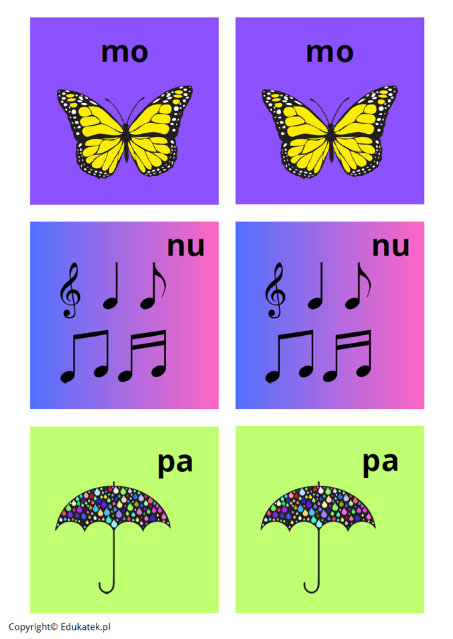 Literowe i sylabowe memory – utrwalanie czytania
