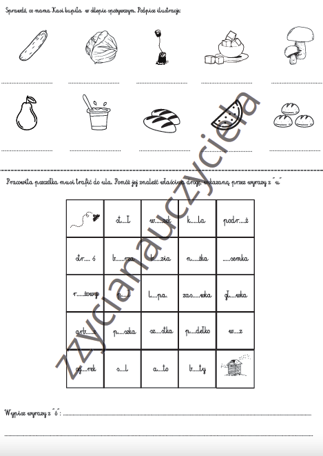 Ortografia: krzyżówki, wykreślanki, labirynty.