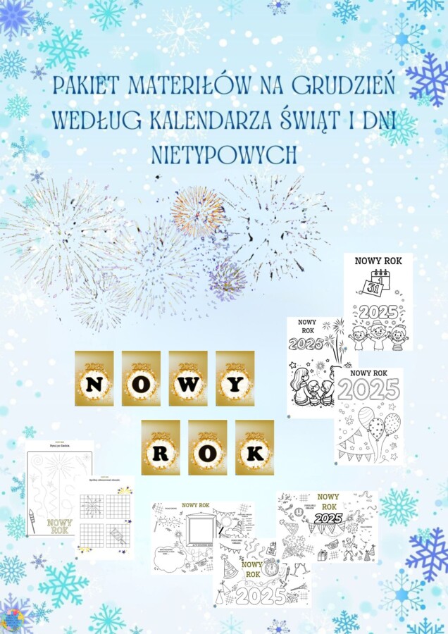PAKIET MATERIAŁÓW NA GRUDZIEŃ WEDŁUG KALENDARZA ŚWIĄT I DNI NIETYPOWYCH