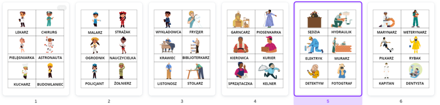 Zawody - karty obrazkowe 36 zawodów