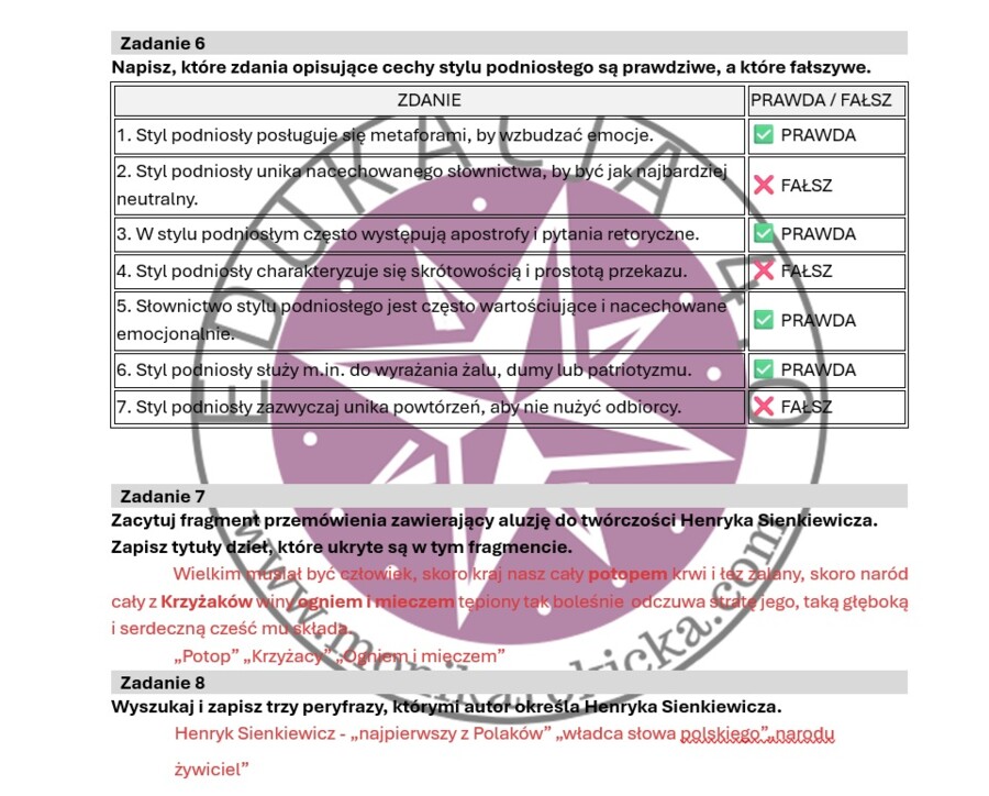 Przemówienie na cześć Henryka Sienkiewicza_ćwiczenia