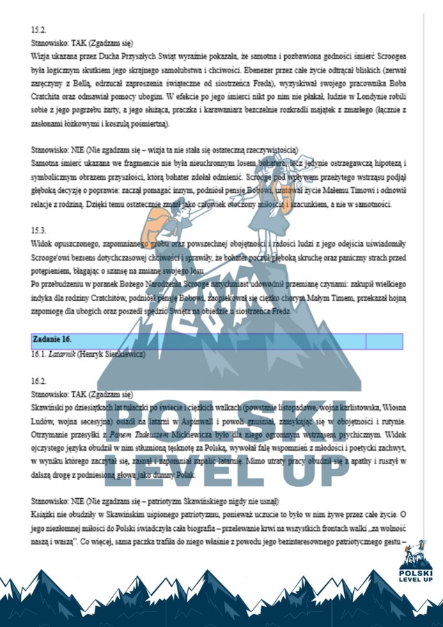 Zadanie E8_Rozpoznaj cytat i stwórz odpowiedź argumentacyjną (26 zadań+ klucz odp.)_Polski Level Up