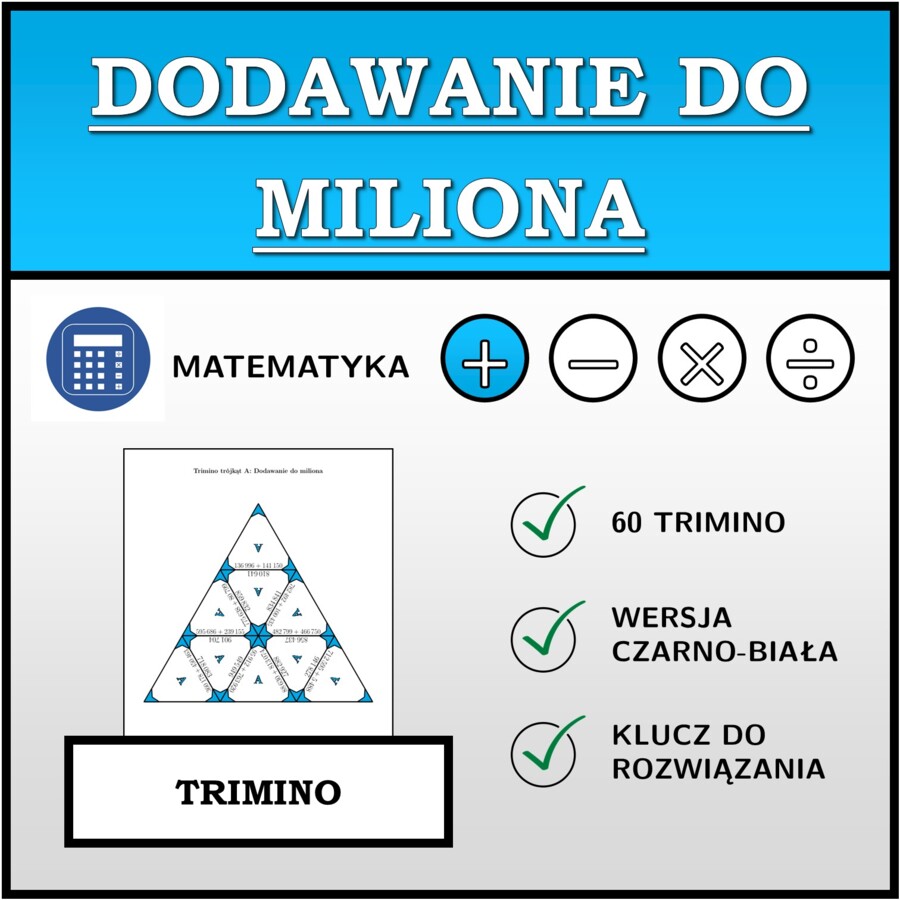 Trimino - Dodawanie do miliona | matematyka