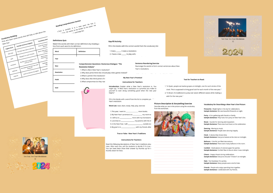 New Year, New Year's Resolutions A1, A2_ Gotowe lekcje, karty pracy