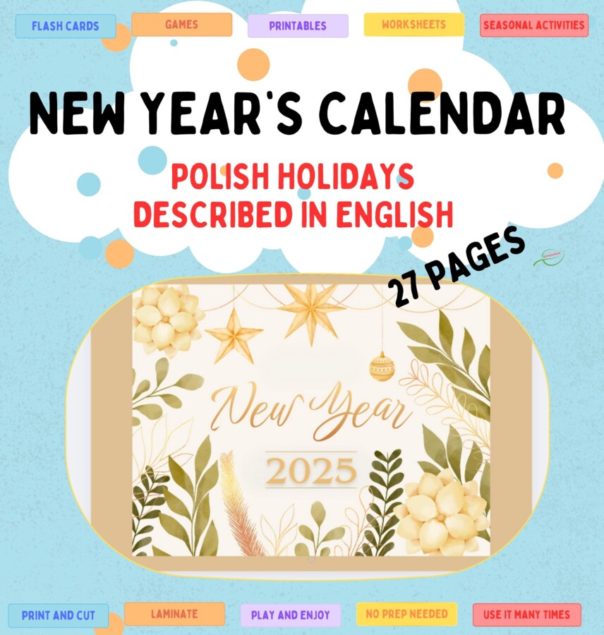 Kalendarz 2025 Polskie święta, wydarzenia i uroczystości opisane w j. angielskim+ miejsce na notataki