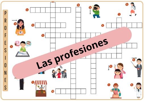 Krzyżówka obrazkowa "Las profesiones" (Zawody) - z odpowiedziami
