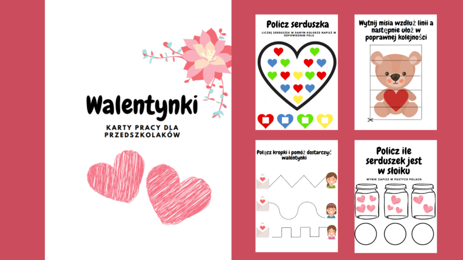 Walentynki - karty pracy