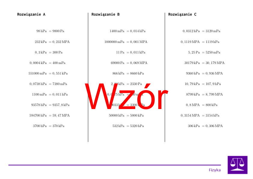Konwersja jednostek ciśnienia | matematyka | 26 kolumn