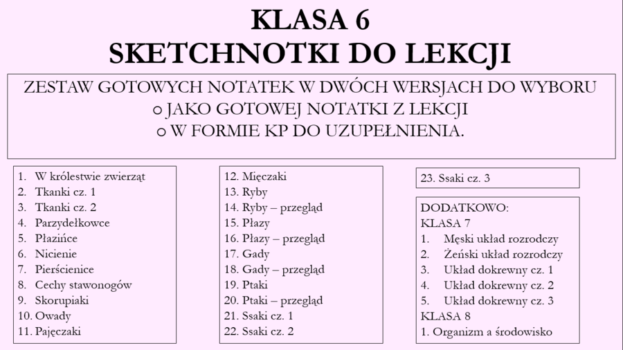 Sketchnotki - pakiet klasa 6