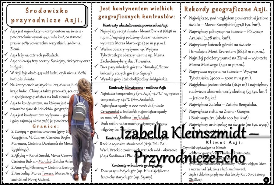 Książeczka/sketchnotka/notatka/wklejka/ściąga dla ucznia i przypomnienie dla nauczyciela/edukacja domowa. Temat „Środowisko przyrodnicze Azji” w pdf. Geografia 8, dział „Azja”. Materiał wykonany na podstawie podręcznika z wydawnictwa Nowa Era – nowość 20