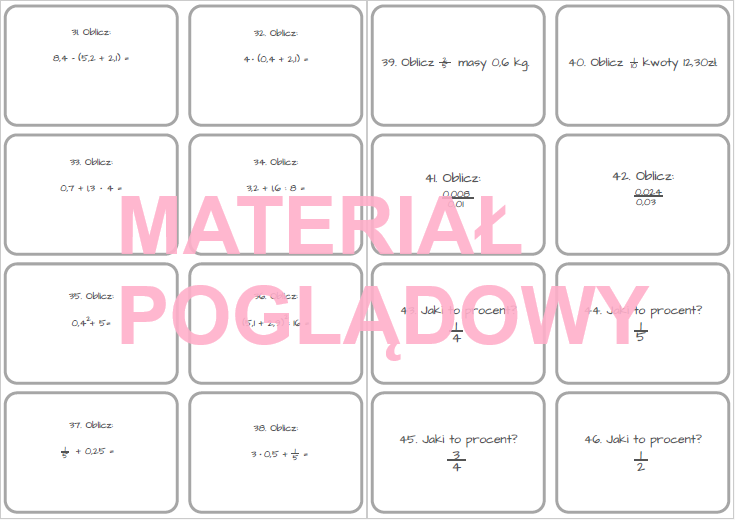 Gra dydaktyczna (a-z quiz) - ułamki dziesiętne kl.4-8