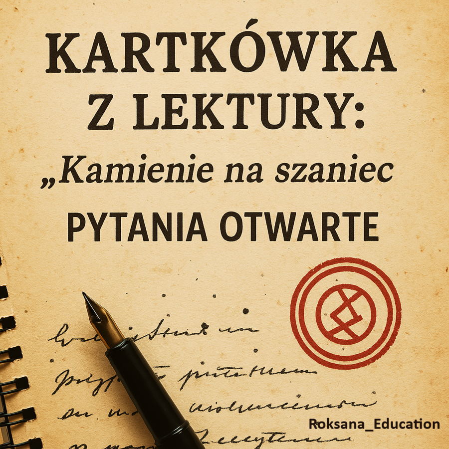 📘 Kamienie na szaniec – Kartkówka z pytaniami otwartymi + Klucz odpowiedzi(klasa 8)