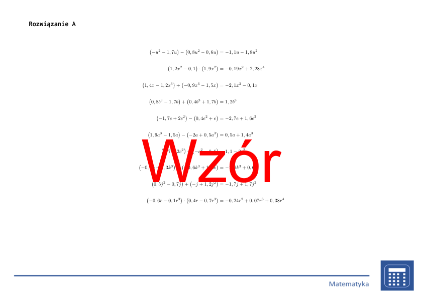 Arytmetyka wielomianów (liczby dziesiętne) | matematyka, algebra | 26 kolumn