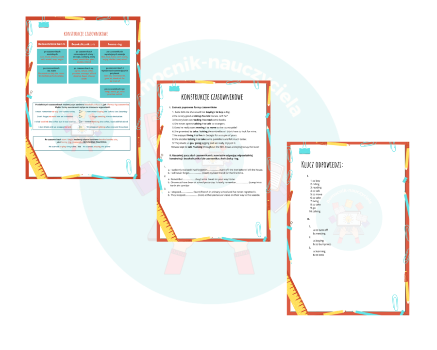 Konstrukcje czasownikowe gerund/infinitive