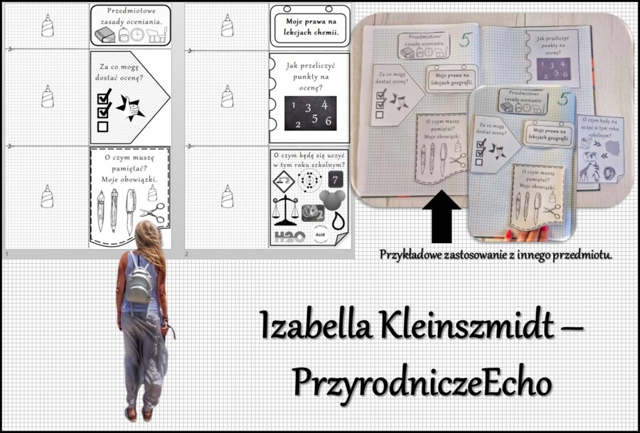 Przedmiotowe zasady oceniania (PZO) z chemii (klasa 7). Interaktywna notatka do wycinania, zginania i wypełniania przez ucznia.