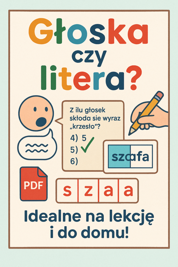 Różnica między głoską a literą. Karta pracy. Sprawdzian