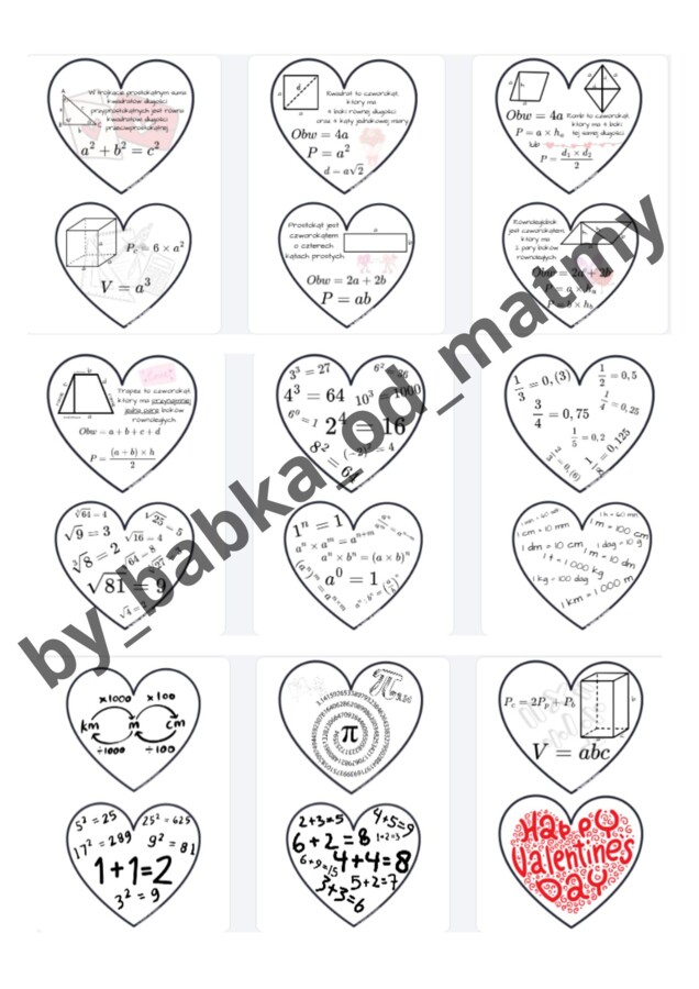Matematycznych walentynek - materiały na gazetkę szkolną.